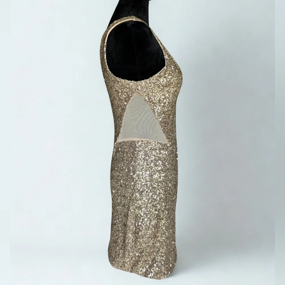 Bebe Gold Sequin Backless Dress - Picture 4 of 5